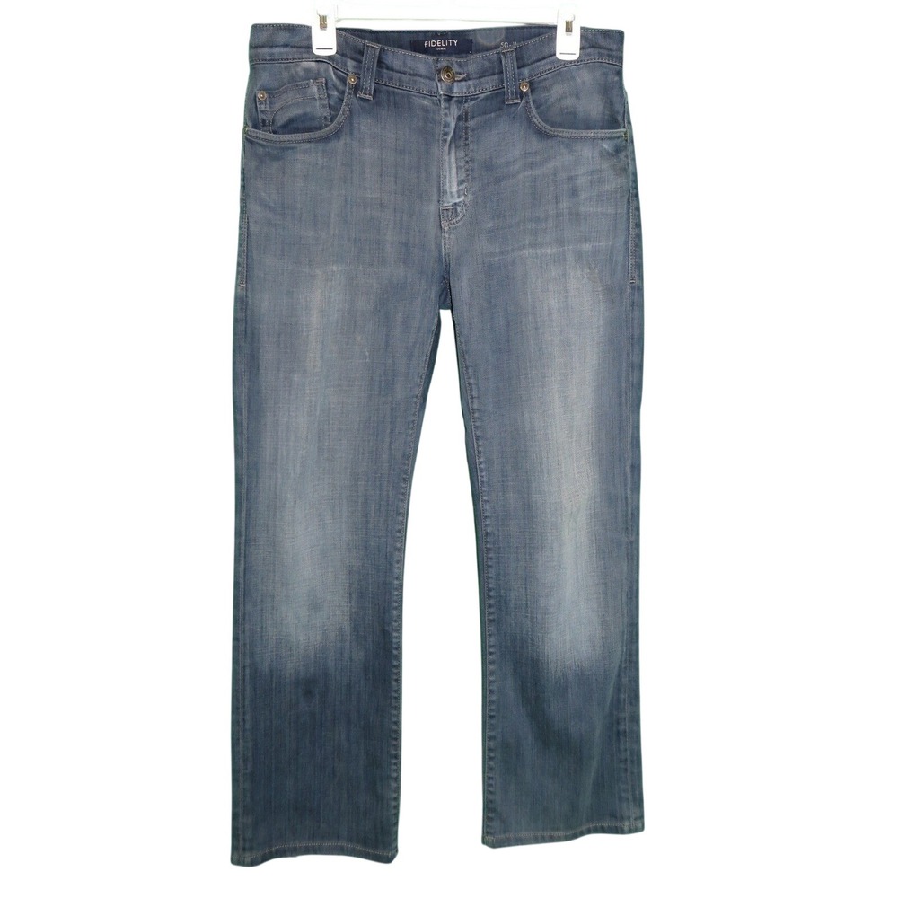 Fidelity Denim 50-11 Mens Blue Straight Leg Jeans Size 34 Medium Wash Whiskered